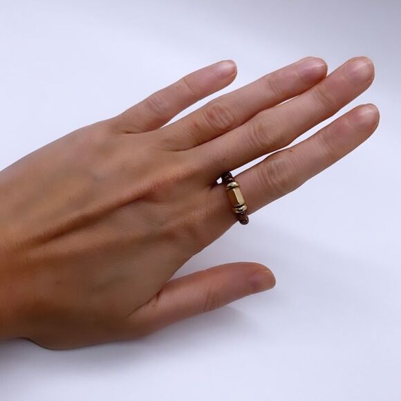 NWT Wool + Pepper Co. Brown & Gold Ring - Picture 3 of 6